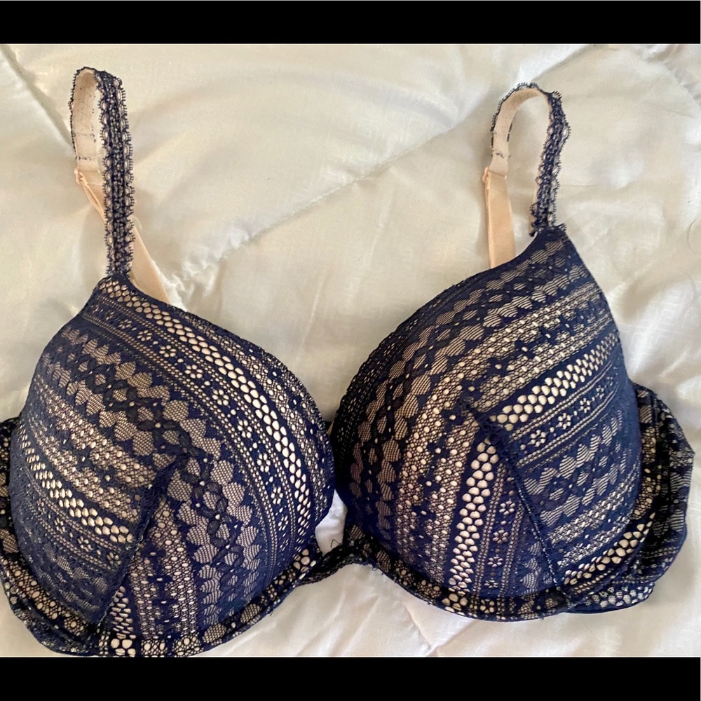 VS push up, 34DD blue lace, multi-way bra